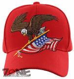 NEW! EAGLE USA FLAG NEW BALL CAP HAT RED