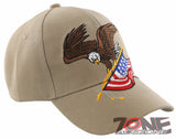 NEW! EAGLE USA FLAG NEW BALL CAP HAT TAN