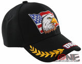 NEW! EAGLE USA FLAG LEAF BALL CAP HAT BLACK