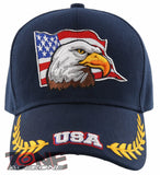 NEW! EAGLE USA FLAG LEAF BALL CAP HAT NAVY