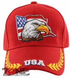 NEW! EAGLE USA FLAG LEAF BALL CAP HAT RED