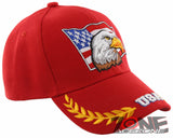 NEW! EAGLE USA FLAG LEAF BALL CAP HAT RED