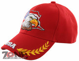 NEW! EAGLE USA FLAG LEAF BALL CAP HAT RED