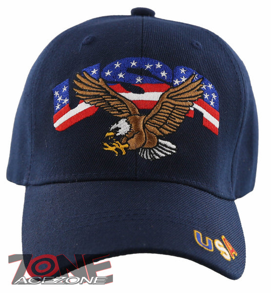 NEW! EAGLE USA FLAG BALL CAP HAT NAVY