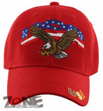 NEW! EAGLE USA FLAG BALL CAP HAT RED
