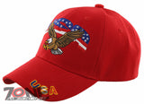 NEW! EAGLE USA FLAG BALL CAP HAT RED