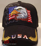 WHOLESALE NEW! EAGLE USA FLAG MILITARY CAP HAT BLACK
