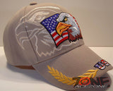 WHOLESALE NEW! EAGLE USA FLAG MILITARY CAP HAT TAN