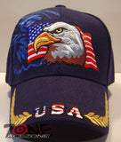 WHOLESALE NEW! EAGLE USA FLAG MILITARY CAP HAT BLUE