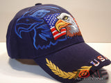 WHOLESALE NEW! EAGLE USA FLAG MILITARY CAP HAT BLUE