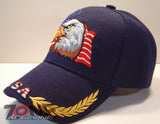 WHOLESALE NEW! EAGLE USA FLAG MILITARY CAP HAT BLUE