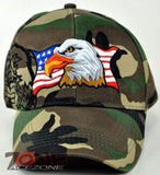 NEW! EAGLE USA FLAG MILITARY SHADOW N2 CAP HAT GREEN CAMO