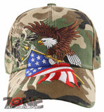 NEW! EAGLE USA FLAG SHADOW MILITARY CAP HAT GREEN CAMO