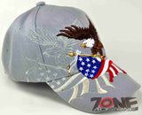 NEW! EAGLE USA FLAG SHADOW MILITARY CAP HAT GRAY