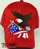 NEW! EAGLE USA FLAG SHADOW MILITARY CAP HAT RED