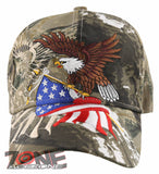 NEW! EAGLE USA FLAG SHADOW MILITARY CAP HAT FOREST CAMO