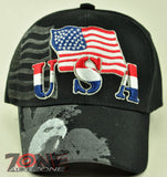 NEW! EAGLE USA FLAG SHADOW A21 CAP HAT BLACK