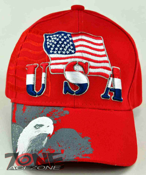 NEW! EAGLE USA FLAG SHADOW A21 CAP HAT RED