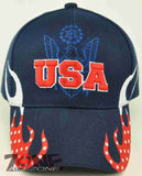 NEW! USA STAR FLAMES CAP HAT NAVY