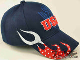 NEW! USA STAR FLAMES CAP HAT NAVY