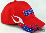 NEW! USA STAR FLAMES CAP HAT RED