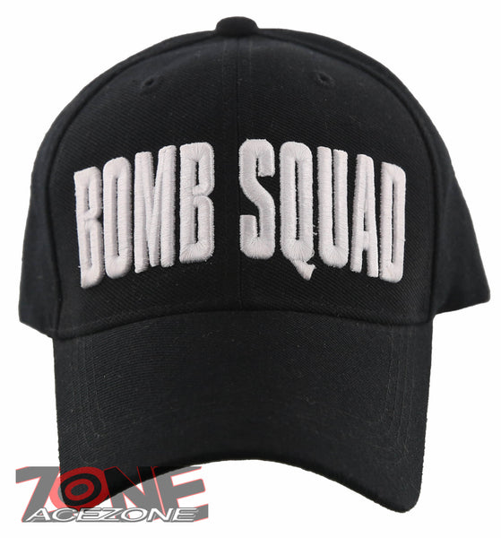 NEW! BOMB SQUAD EMBROIDERED POLICE CAP HAT BLACK