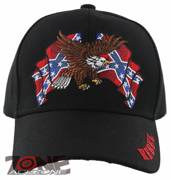 NEW! REBEL PRIDE EAGLE FRAG SIDE BALL CAP HAT BLACK