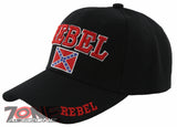 NEW! REBEL PRIDE CENTER FRAG SIDE BALL CAP HAT BLACK
