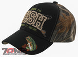 NEW! BORN TO FISH FORCED TO WORK OUTDOOR SPORT FISHING CAP HAT BLACK