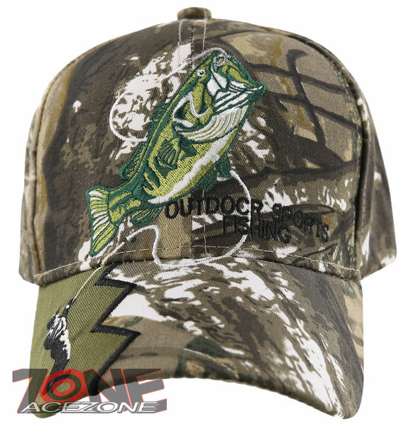 NEW! FISH BASS OUTDOOR SPORT FISHING BALL CAP HAT CAMO