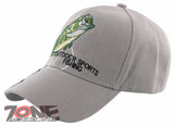 NEW! FISH BASS OUTDOOR SPORT FISHING BALL CAP HAT GRAY