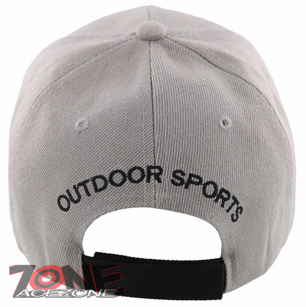 NEW! FISH BASS OUTDOOR SPORT FISHING BALL CAP HAT GRAY –