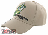 NEW! FISH BASS OUTDOOR SPORT FISHING BALL CAP HAT TAN