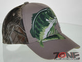 NEW! BIG BASS PRINT FISHING CAP HAT CAMO TAN