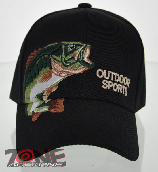 NEW! BIG BASS OUTDOOR SPORT FISHING CAP HAT BLACK