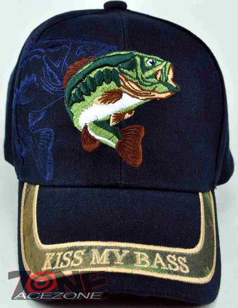 NEW! KISS MY BASS FISHING NAVY CAMO CAP HAT