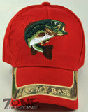NEW! KISS MY BASS FISHING RED CAMO CAP HAT