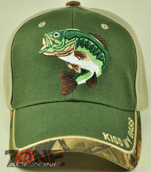 NEW BASS FISHING KISS MY BASS OUTDOOR SPORTS CAP HAT OLIVE