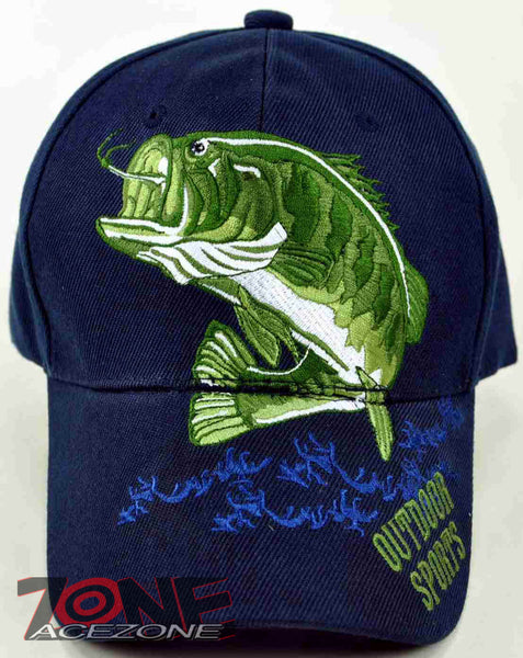 BIG BASS FISHING OUTDOOR SPORTS NAVY CAP HAT