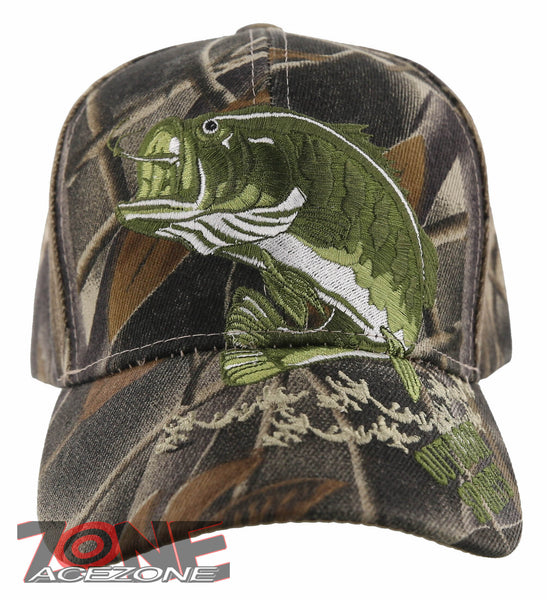 BIG BASS FISHING OUTDOOR SPORTS CAP HAT FOREST CAMO