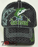 NEW! BASS GO FISH FISHING MESH CAP HAT N1 BLACK