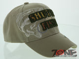 NEW! BASS SHUT UP AND FISH FISHING CAP HAT N1 TAN