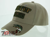 NEW! BASS SHUT UP AND FISH FISHING CAP HAT N1 TAN