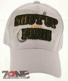 NEW! BASS SHUT UP AND FISH FISHING CAP HAT N2 WHITE