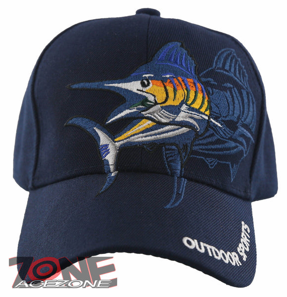 NEW! OUTDOOR SPORTS SWORDFISH FISHING MARINE BALL CAP HAT NAVY