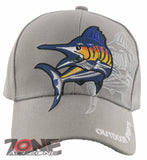 NEW! OUTDOOR SPORTS SWORDFISH FISHING MARINE BALL CAP HAT GRAY