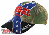 NEW! REBEL PRIDE CROSS FRAG SIDE BALL CAP HAT CAMO BLACK