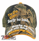 EARLY TO BED EARLY TO RISE FISH ALL DAY MAKE UP LIES FISHING SPORT CAP HAT CAMO