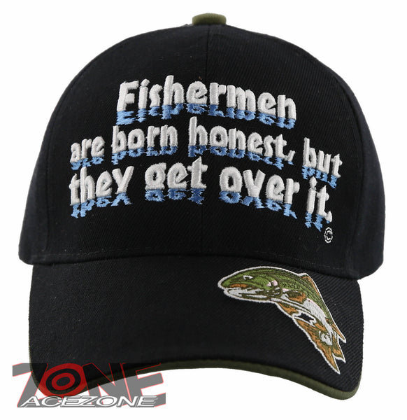 FISHEMEN ARE BORN HONEST BUT THEY GET OVER IT FISHING SPORT CAP HAT BLACK