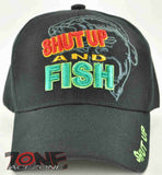 WHOLESALE NEW! SHUT UP AND FISH FISHING CAP HAT BLACK